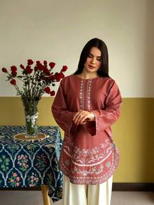Women Embroidered Salwar Kameez Set Pakistani Ethnic Kurta Palazzo Outfit With Dupatta Wedding Party Wear - Product Image 3