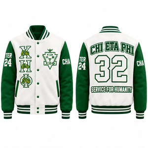 เสื้อแจ็คเก็ตวาร์ซิตี้ Chi Eta Phi สีเขียวขาว พิมพ์ลายตัวอักษร ปักลายด้านหน้า บริการเพื่อมนุษยชาติ 32 เสื้อแจ็คเก็ตวาร์ซิตี้ - Product Image 1
