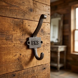 EWS Cast Iron Double <b>Hook</b> Wall Mount Vintage Style Waterproof Adjustable Eco-Friendly Self-Adhesive Multifunction Heavy Duty - Product Image 3