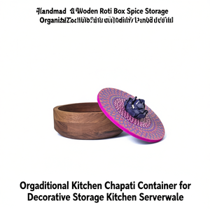 Boîte à Roti en Bois Faite à la Main, Organisateur de Rangement d'Épices, Conteneur Traditionnel pour Chapati, pour Rangement Décoratif et Ustensiles de Cuisine - Product Image 2