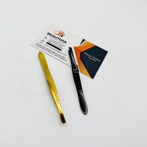 Pinzas Clásicas para Cejas, Antideslizantes, de Acero Inoxidable con Rayas, Punta Inclinada, Herramienta Auxiliar para Pestañas Postizas, Clip para Cejas y Barba - Product Image 2