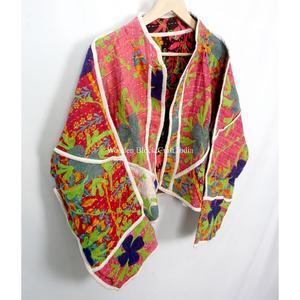 Beautiful Handmade 100% Cotton Kantha <b>Jacket</b> <b>Mandarin</b> <b>Collar</b> Full Sleeves Breathable Eco-Friendly All Season Fashionable Design - Product Image 3