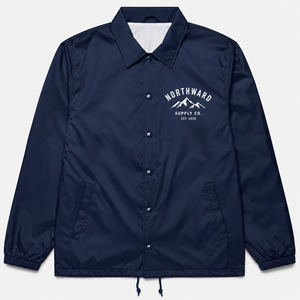 เสื้อแจ็คเก็ตโค้ชสีกรมท่าสำหรับผู้ชายจาก Northward Supply Co ทรงปกติ คอปกพับได้ กันลม สวมใส่สบายๆ สำหรับฤดูใบไม้ร่วง - Product Image 1