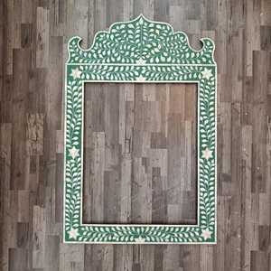 Handmade Bohemian Bone Inlay <b>Arch</b> Mirror With Green White Floral <b>Frame</b> Decorative Wall Mirror For Home Decoration Wall Mirror - Product Image 6