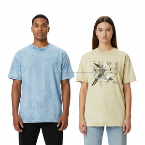 T-shirt épais 240 g/m² délavé à l'acide, personnalisable avec logo, pour homme, coupe oversize, uni, vintage, coupe carrée, unisexe, streetwear, vente en gros - Product Image 2