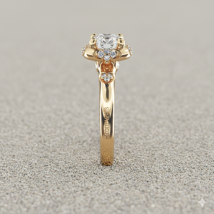 Anillo de Compromiso Estilo Vintage con Halo Pavé Perfectamente Colocado - Product Image 4