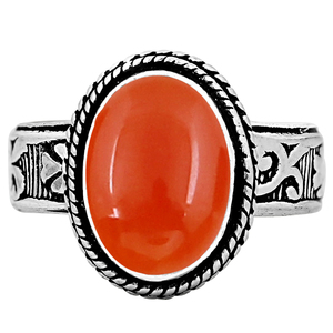 Bague Gourik en argent sterling 925, forme ovale, sertie de cornaline, style vintage bohème du Sud-Ouest, solitaire, pour tous les jours - Product Image 2