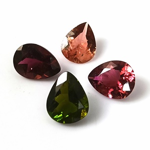 Sapphire Gems International Ensemble de 4 pierres précieuses de tourmaline naturelle multicolore du Mozambique de 8,45 carats, taille poire, assorties, en vrac - Product Image 2