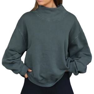 Sudadera de cuello redondo para mujer, 100% algodón polar, informal, de otoño, corte holgado, OEM, logotipo personalizado, lentejuelas en la parte delantera y trasera - Product Image 1