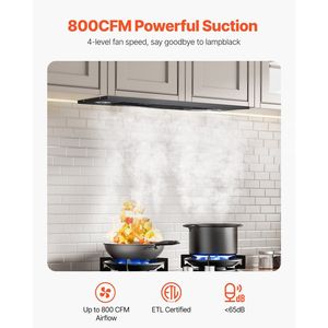 Cappa aspirante da incasso in acciaio da 30 pollici 800 CFM con luci LED e controlli touch gestuali, inserto per cappa da cucina da 30 pollici - Product Image 2