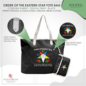 Sac fourre-tout imperméable à fermeture éclair Eastern Star Masonic pour femmes avec bandoulière |   Sac de courses brodé de l'Ordre de l'Étoile d'Orient - Product Image 3