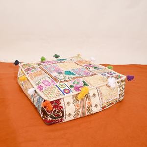 New Arrival Bohemian Floor <b>Cushions</b> <b>Indian</b> Pouf Square <b>Indian</b> Handmade Patchwork Vintage Square <b>Cushion</b> Cover Home Decorative - Product Image 4