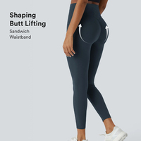 Leggings de Yoga para Mujer 2026 de Nylon y Spandex, Elásticos en Cuatro Direcciones, de Secado Rápido, Cintura Media, Color Liso, con Bolsillo