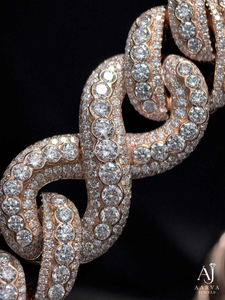 Collar de Cadena Cubana de Moissanita Chapado en Oro Rosa y Rodio de 18K, Gargantilla con Eslabones Pavé, Joyería Brillante Estilo Hip Hop para Hombres y Mujeres - Product Image 3