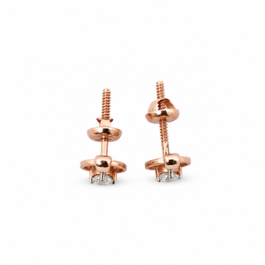 Boucles d'oreilles clous torsadées en or rose 18 carats et diamants pour femme, finition polie, élégantes, pour usage quotidien, soirée, mariage, cadeau - Product Image 5