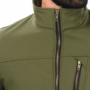 Custom Latest Design High Quality <b>Men</b> Canvas Winter Softshell <b>Jacket</b> Zipper Stand Breathable Lightweight <b>Long</b> Sleeve High Street - Product Image 4