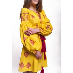Nouvelle Robe Femme 2026 – Style Bohème en Coton et Lin Jaune Brodé, Col Rond, Dentelle Douce – Meilleur Design Broderie Ukraine - Product Image 4