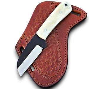 Couteau de chasse artisanal en acier inoxydable Bull Cutter, lame fixe, manche en os, étui en cuir, manche pleine longueur, camping, EDC, OEM/ODM - Product Image 1