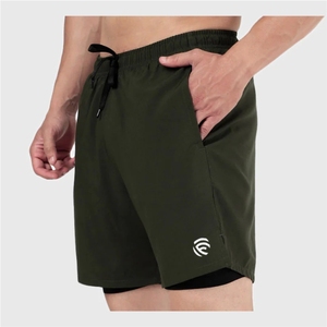 Shorts de compression 2 en 1 pour hommes, couleur olive - Product Image 4