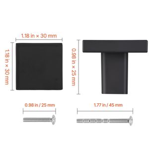 Set di 10 Maniglie Nere in Lega di Zinco da 3 cm per Mobili, Pomelli Quadrati per Cassetti e Maniglie per Porte di Cucina e Cassettiere - Product Image 2