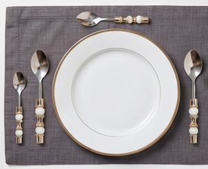 Cuillères à thé élégantes en acier inoxydable avec manches en céramique, finition plaquée or, compatibles lave-vaisselle, ensemble de couverts pour la table de mariage - Product Image 4