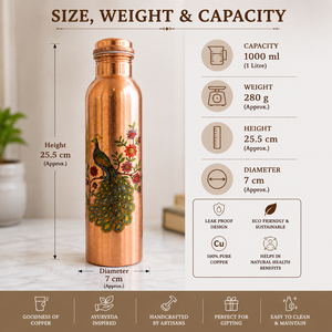 Pure Copper <b>Water</b> <b>Bottle</b> Peacock Design Leakproof Reusable Drinking <b>Bottle</b> Ayurvedic Metal Drinkware Wholesale <b>Bulk</b> Supplier - Product Image 5