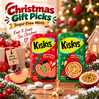 Bonbons à la menthe sans sucre KisKis en gros, saveur fruit de la passion et pêche, pour haleine fraîche, boîte de 21g, cadeau de Noël, friandises de fêtes