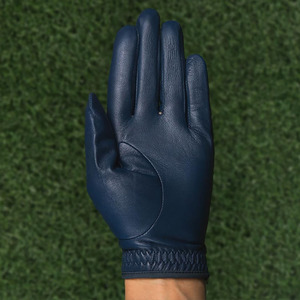 Guante de golf de cuero genuino para mano derecha, antideslizante, para hombre, con cierre de gancho y bucle, color azul oscuro - Product Image 5
