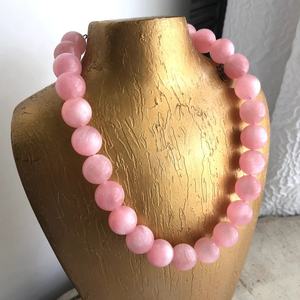 2025 New Arrival Luxury Vintage Lucite <b>Beaded</b> <b>Chunky</b> Statement <b>Necklace</b> Marbled Pink Marco Fashion Jewelry - Product Image 2