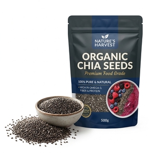 Vente en gros de graines de chia biologiques naturelles de haute qualité, emballage personnalisé, service OEM/ODM, durée de conservation de 2 ans - Product Image 2