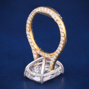 3 ct elongated <b>cushion</b> cut 925 silver gold plated moissanite diamond wedding engagement proposal ring <b>for</b> women - Product Image 6