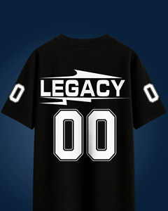 T-shirt en molleton écologique noir uni pour homme, design Legacy, coupe oversize, streetwear, manches courtes, col rond, coton - Product Image 3