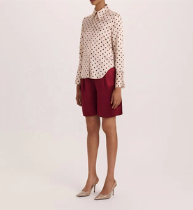 Chemisier d'été rétro en lin et soie pour femme avec imprimé pois, en tissu non tissé respirant - Product Image 5