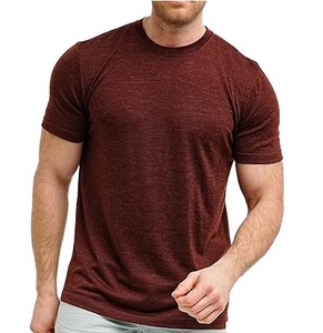 เสื้อยืดคอกลมแขนสั้นสีกรมท่าสำหรับผู้ชาย ผ้าฝ้ายเจอร์ซีย์ ทรงปกติ สวมใส่สบาย ระบายอากาศได้ดี สีพื้น ผ้าถัก - Product Image 6