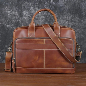 Unisex <b>Genuine</b> <b>Leather</b> <b>Handbags</b> Casual Laptop Bag Waterproof Large Capacity Office Bags in Solid Color - Product Image 4