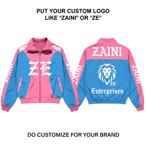 Premium 120 GSM Polyester Windbreaker <b>Jacket</b> <b>Pink</b> Blue Panel Design Custom Logo Digital Printing <b>Waterproof</b> Breathable Men's - Product Image 1