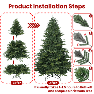 Albero di Natale Artificiale Realistico 6.5ft, Base Pieghevole in Filo d'Acciaio Premium, 2225 Rami Misti PE/PVC, Verde, per Interni - Product Image 5