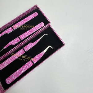 Pince à épiler professionnelle en acier inoxydable de haute qualité, avec revêtement en papier personnalisé en forme de cœur, isolation 90 Boot/45, pointe lisse de 10 mm et prise diamantée pour cils - Product Image 3