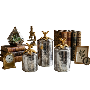 Industrial Metal Spice <b>Canister</b> <b>Set</b> Cylinder Shape Airtight Lid Freshness Preservation Kitchen Storage Container Handcrafted - Product Image 2