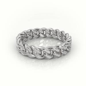 Bague chaîne cubaine en or 18 carats, style hip-hop, unisexe, minimaliste, pour usage quotidien, idée cadeau, diamants de laboratoire - Product Image 3