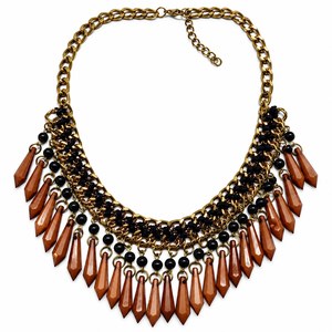 Collar trenzado negro y azul con adornos de diamantes de imitación y detalles en tono dorado, proveedor mayorista de joyería de moda. - Product Image 6