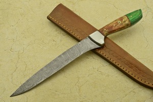 Cuchillo de Filetear de Acero de Damasco Forjado a Mano Personalizado |   Cuchillo de Chef de 12 Pulgadas con Hoja de Acero Integral y Madera de Pakka - Product Image 6