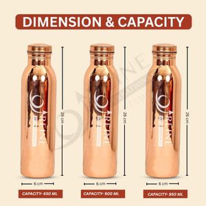 Bouteille d'eau en cuivre pur de 650 ml avec couvercle, design martelé brillant, personnalisable avec logo et prix, pour boissons et rangement, en métal - Product Image 4