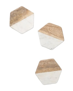 STYLISH for US TRADITION HOUSEWARMING Round Marble Wood Coasters Housewarming for Use Stylish <b>Cups</b> and Drinks Holder - Product Image 1