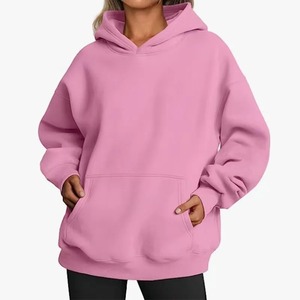 Oversized <b>Orange</b> Hooded <b>Sweatshirt</b> Unisex Fleece Long Sleeve Solid Color Pocket Design Autumn Wear - Product Image 3