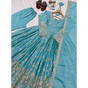 Designer Fancy Anarkali Gown with Dupatta & Bottom for Party Wear <b>Evening</b> <b>Dresses</b> - Product Image 4