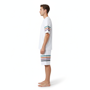 Summer New American High-end Luxury Casual Loose Breathable Round Neck Men's Short 100% Cotton Animal Print <b>T</b>-shirt short set - Product Image 3