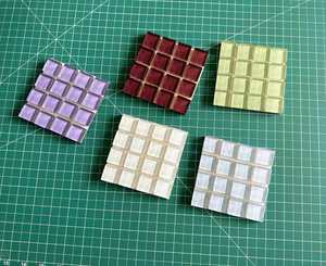 Red and <b>Blue</b> Checkered Mosaic Glass Tile <b>Coasters</b> Set Handcrafted Vibrant Color Grid Mats Modern Tabletop Protectors - Product Image 3