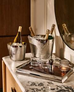 Cubo de hielo metálico resistente para enfriar bebidas, elegante enfriador de vino, champán y cerveza, ideal para el hogar, la cocina o el bar. - Product Image 2