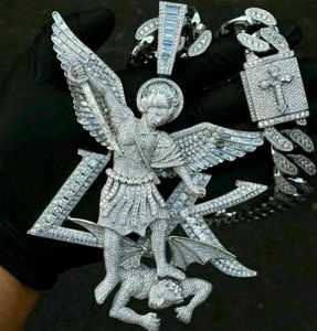 <b>Angels</b> Fight Custom Fully Iced Out Cartoon Hip Hop Luxury 18K Gold Plated 925 Silver Moissanite Pendant Men's - Product Image 3